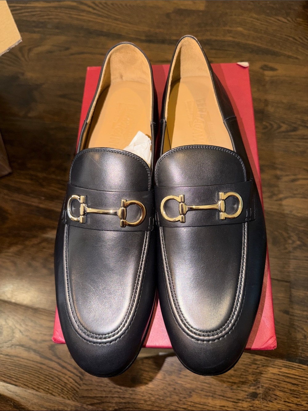 Salvatore Ferragamo Black Leather Horsebit-Style Loafers